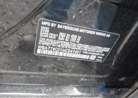 2021 BMW 740I xDrive из США, поврежденный, VIN WBA7T4C01MCE47451